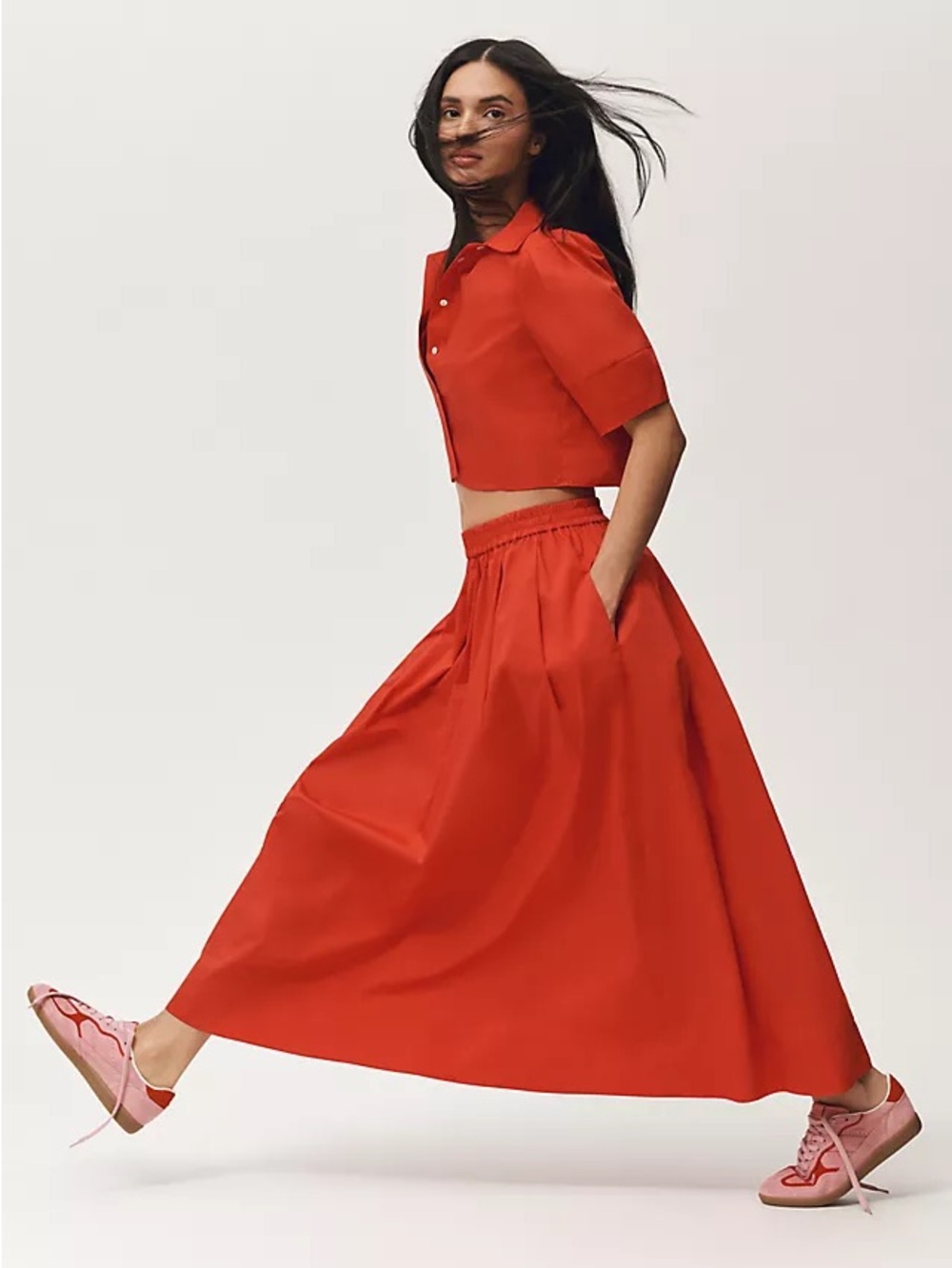 Maeve Red Midi Skirt